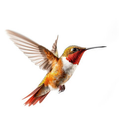 Fototapeta na wymiar A dynamic Hummingbird (Trochilidae) hovering in mid-air.
