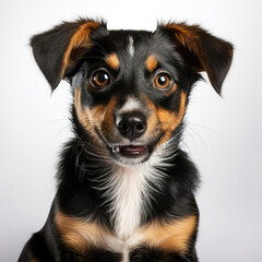 A Jack Russell puppy (Canis lupus familiaris) sitting pretty with an adorable expression.