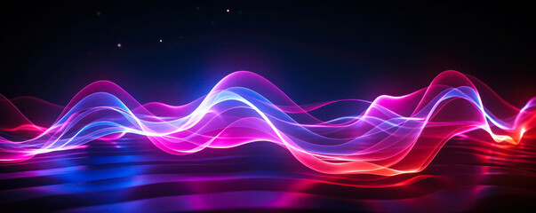 Abstract background featuring bokeh lights, pink, blue, and neon curves wave lines at fast speeds. Data transmission concept wallpaper