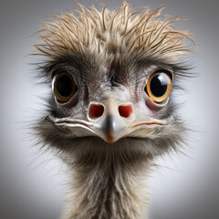 A Common Ostrich (Struthio camelus) with its large eyes and long neck.