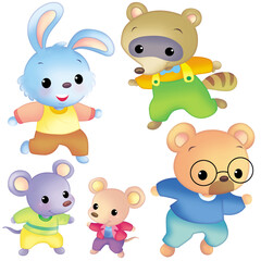 set of animals cartoon cute