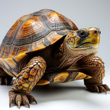 A striking closeup shot of a tortoise's shell displaying its pattern and texture.