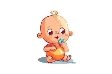 happy funny baby toddler boy on white isolated background. Cartoon character