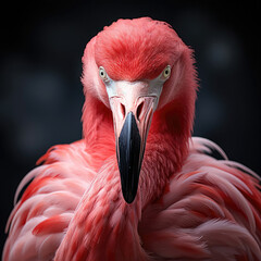 An elegant closeup shot of a Flamingo (Phoenicopteridae) showcasing its high detail plumage and graceful neck.