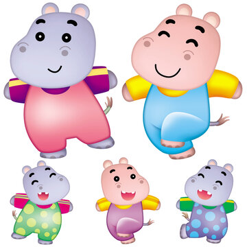 hippopotamus cartoon cute happiness and enjoy