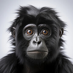 Fototapeta premium A captivating closeup shot of a siamang (Symphalangus syndactylus) showcasing its expressive face and distinctive features.