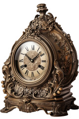 Vintage bronze clock, baroque style. Luxury gift or home design concept. Isolated, no background, Generative AI, Generative