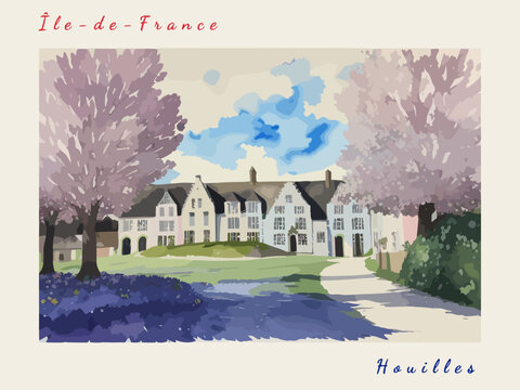 Houilles: Postcard design with a scene in France and the city name Houilles