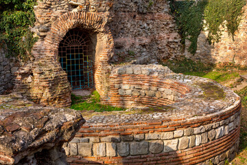 Plovdiv, Bulgaria South cilcular round tower from early Byzantine period - obrazy, fototapety, plakaty