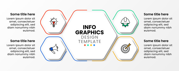 Infographic template. Hexagon with 4 steps and icons