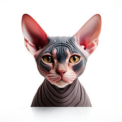 A Sphynx cat (Felis catus) showing off its striking dichromatic eyes.