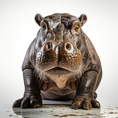 A juvenile Hippopotamus (Hippopotamus amphibius) in a playful mood.