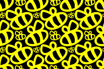 Cool, cute, bright, contrast colors, yellow and black honey bee. Trendy, stylish, fashionable, seamless vector pattern for design and decoration.