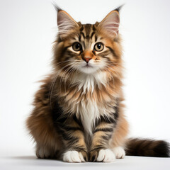 Obraz premium An inquisitive Siberian Forest Cat kitten (Felis catus) investigating its surroundings.