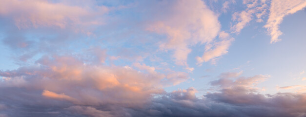 evening sky with a romantic mood and pink-tinged clouds