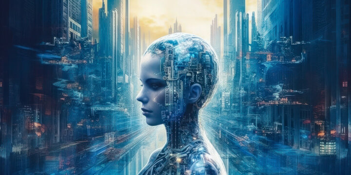 Future Rebellion: AI Taking Over the World in Dark Dystopian Concept