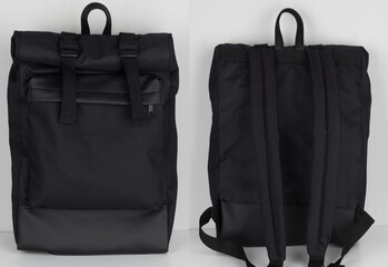 black backpack collage, handmade bag