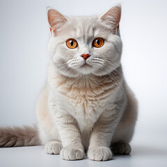 A British Shorthair cat (Felis catus) with dichromatic eyes.