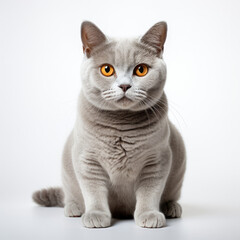 Fototapeta na wymiar A British Shorthair cat (Felis catus) with dichromatic eyes.