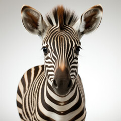 Fototapeta na wymiar A juvenile Zebra (Equus quagga) with its distinctive black and white stripes.