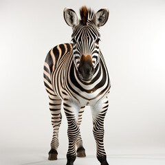 Fototapeta na wymiar A juvenile Zebra (Equus quagga) with its distinctive black and white stripes.