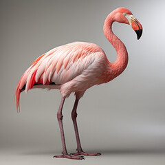 An elegant flamingo standing tall in a serene wetland habitat.