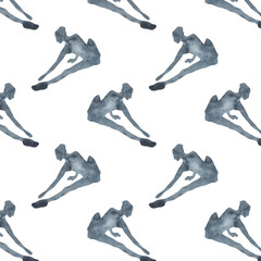 Sports at sunrise pattern.Running.Gymnastics.Morning gym.Watercolor silhouette sport isolated on white background.