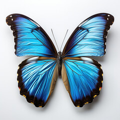 Fototapeta premium A Blue Morpho Butterfly (Morpho peleides) top-down view.