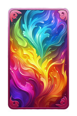 Gay pride rainbow card deck design. Colorful fantasy card back design. Transparent background. 2d mobile game asset made with Generative AI	
