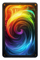 Gay pride rainbow card deck design. Colorful fantasy card back design. Transparent background. 2d mobile game asset made with Generative AI	