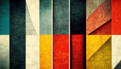 Abstract Bauhaus style background. Trendy aesthetic Bauhaus architecture design. Digital art. Generative AI.