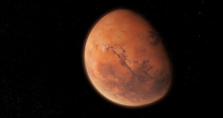Red planet Mars in outer space. Space exploration.