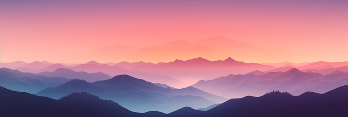 Plakat Minimalist silhouette of mountains on a calm background. Generative AI