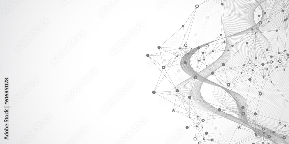 Poster Global network connection concept. Social network communication in the global business concept. Big data visualization. Internet technology illustration.