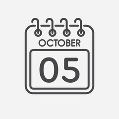 Icon page calendar day - 5 October