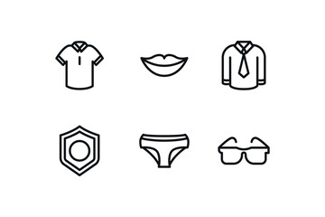 Clothing line icons set. EPS 10