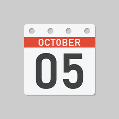 Icon page calendar day - 5 October
