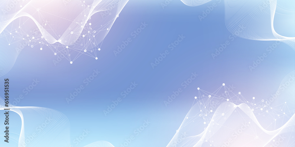Poster molecular abstract structure background. scientific illustration with molecule dna. medical, science