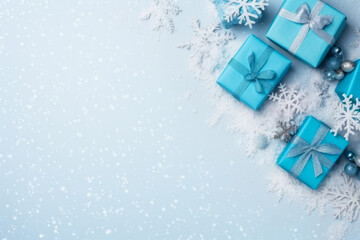Naklejka na ściany i meble Festive Christmas Background: Joyful Decorations, Snowy Delight. Generative AI.