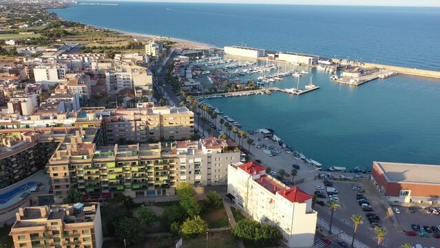 Aerial photo of Benicarlo, seaside town in Spanish on Mediterranean coast