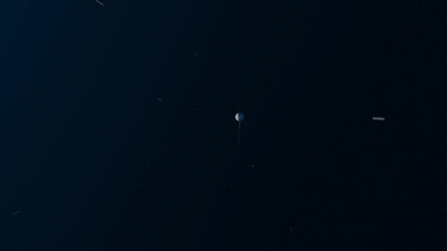 3D animation showing the Voyager space probe leaving Jupiter.