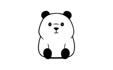 Bear doodle line art illustration with black and white style for template.