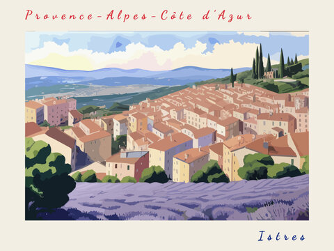 Istres: Postcard design with a scene in France and the city name Istres