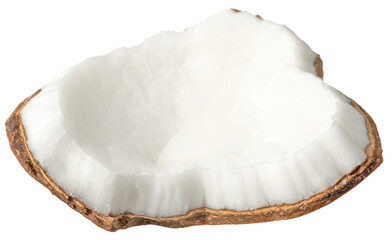 Fresh coconut meat isolated on white background.