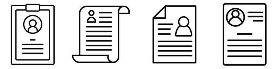 Fototapeta premium CV icon vector set. Resume illustration sign collection. user data symbol or logo.