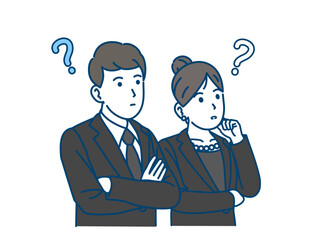 葬儀関係について考える夫婦のイラスト