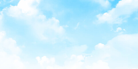 Blue sky and white clouds floated in the sky on a clear day. Air clouds in the blue sky. Blue backdrop in the air. abstract style for text, design, fashion, agencies, websites, bloggers. 