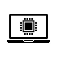 laptop with processor chip icon vector