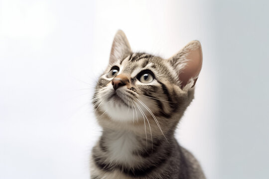 The purity of a white background perfectly complements the lovable features of a baby cat in a studio setting. Generative AI.