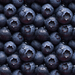 Blueberries with water drops, seamless pixel perfect pattern texture.